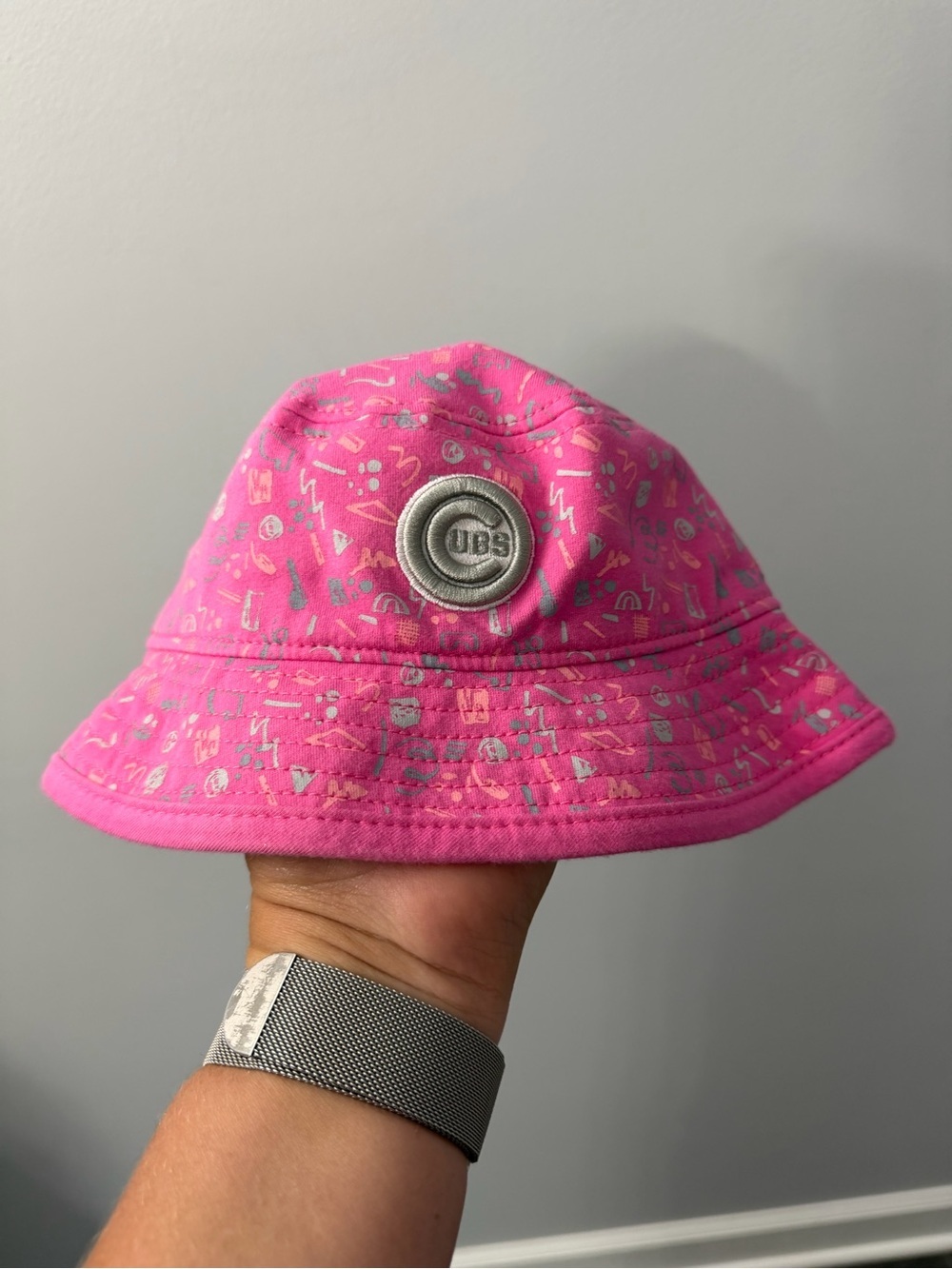 Girls Infant Chicago Cubs New Era Pink Pattern Bucket Hat